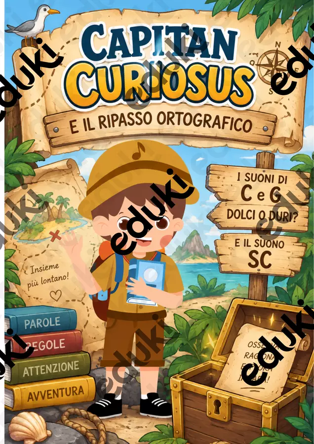Ripasso suoni C, G e SC con Capitan Curiosus Giochi - Ripasso suoni C, G e SC con Capitan Curiosus - maestra.ilaria - Pagina di copertina
