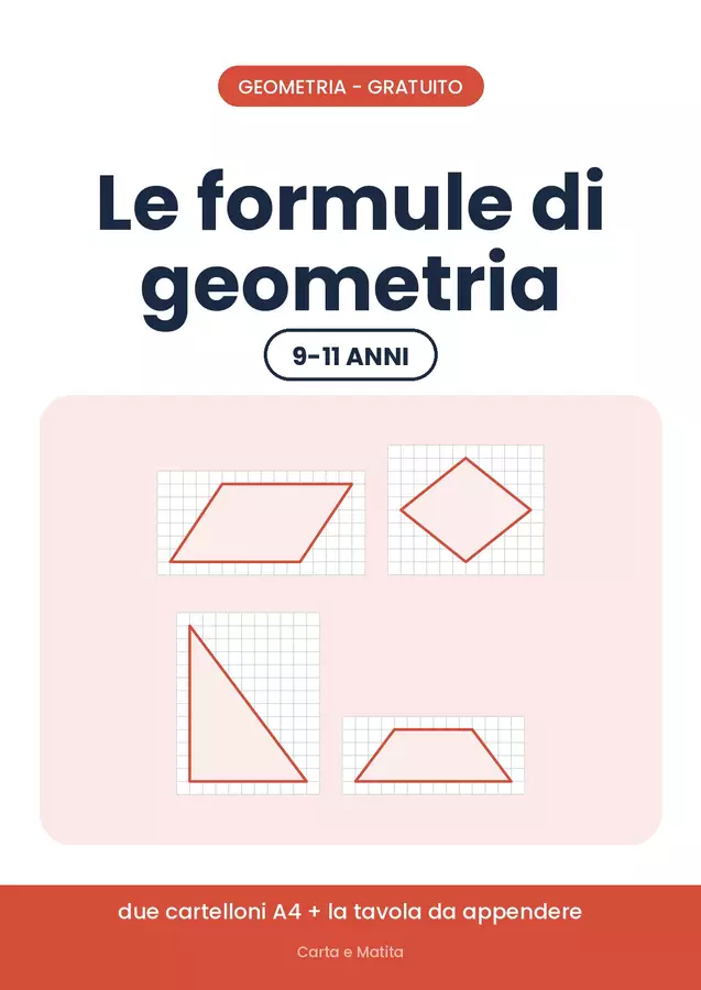 📐 Le formule di geometria: il cartellone da appendere Esercizi - 📐 Le formule di geometria: il cartellone da appendere - Carta e Matita - Pagina di copertina