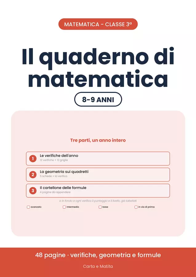 📐 Il quaderno di matematica classe terza con le verifiche Esercizi - 📐 Il quaderno di matematica classe terza con le verifiche - Carta e Matita - Pagina di copertina