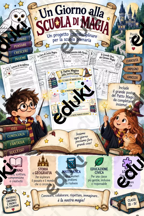Scuola magia accoglienza terza e quarta Esercizi - Scuola magia accoglienza terza e quarta - Edugiocando - Pagina di copertina