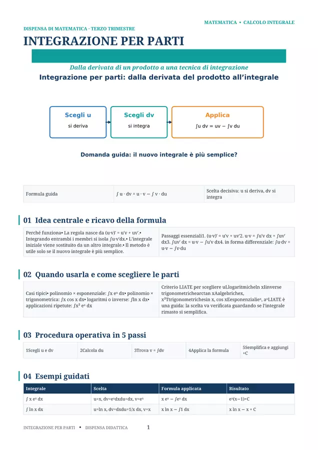 06c - Integrazione per parti, calcolo integrale Esercizi - 06c - Integrazione per parti, calcolo integrale - Prof. Antonio Loiacono - Pagina di copertina