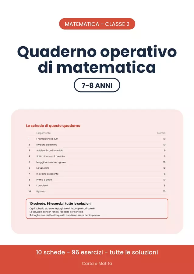 🔢 Esercizi di matematica classe seconda: 10 schede Esercizi - 🔢 Esercizi di matematica classe seconda: 10 schede - Carta e Matita - Pagina di copertina