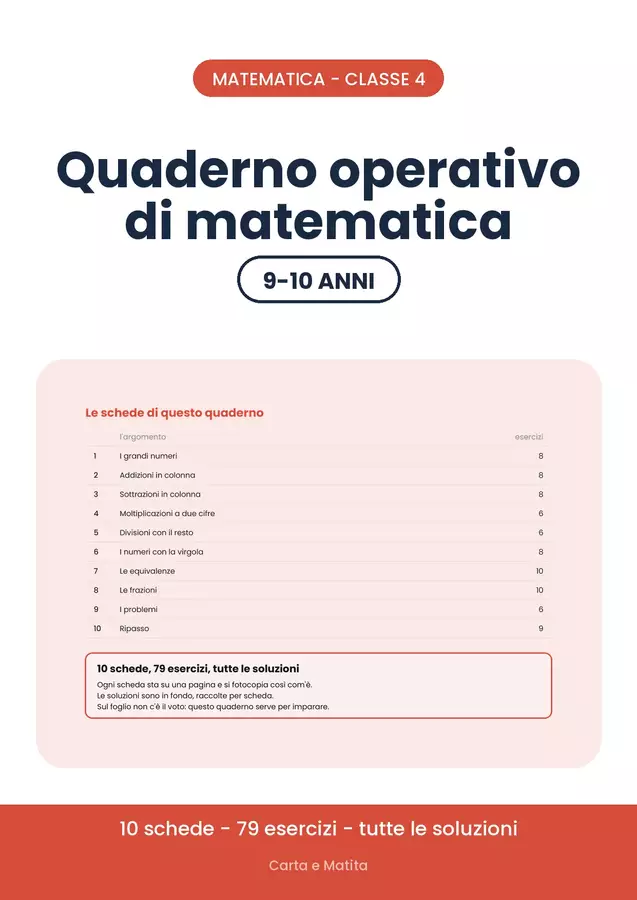 🔢 Esercizi di matematica classe quarta: 10 schede Esercizi - 🔢 Esercizi di matematica classe quarta: 10 schede - Carta e Matita - Pagina di copertina