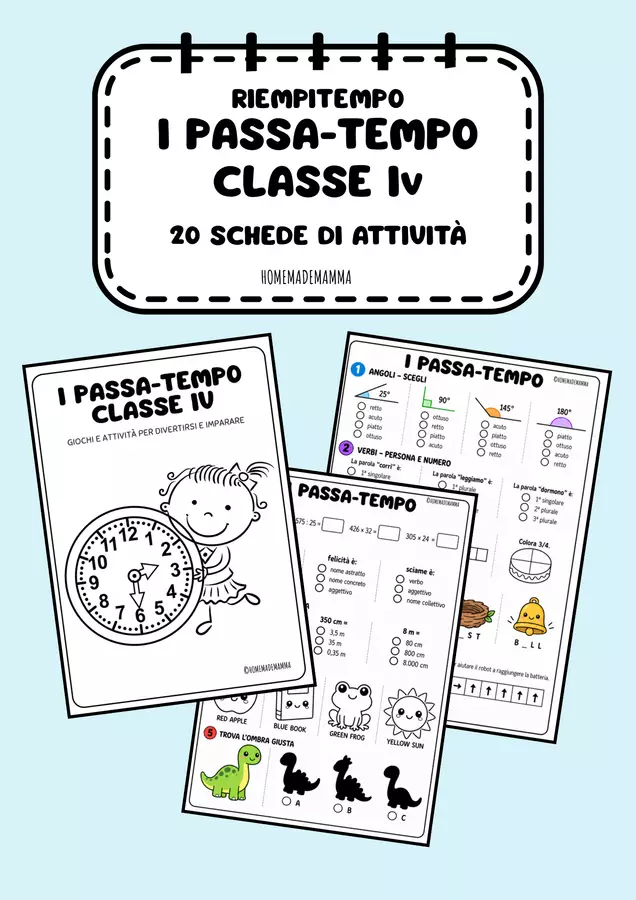 PASSATEMPO CLASSE QUARTA: attività e giochi didattici Esercizi - PASSATEMPO CLASSE QUARTA: attività e giochi didattici - homemademamma - Pagina di copertina