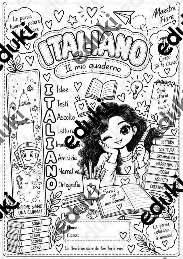 10 Copertine da Colorare con Acrostici Primaria | GRATIS Altro tipo di materiale - 10 Copertine da Colorare con Acrostici Primaria | GRATIS - Maestra Fiore - Fiorire con i DSA - Pagina di copertina