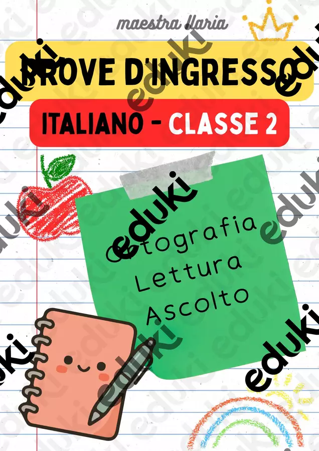 Prove d'ingresso - Classe 2^ Esercizi - Prove d'ingresso - Classe 2^ - La maestra Ilaria - Pagina di copertina