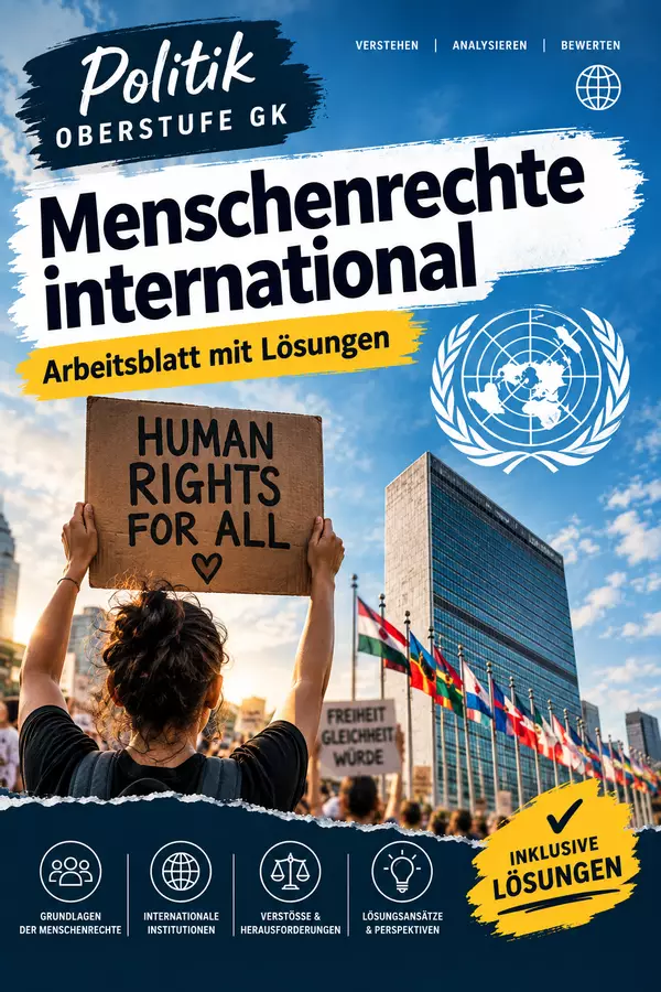 Menschenrechte international | Politik Oberstufe GK Unterrichtsreihen - Menschenrechte international | Politik Oberstufe GK - Arbeitsblatt-Atelier - Deckblatt