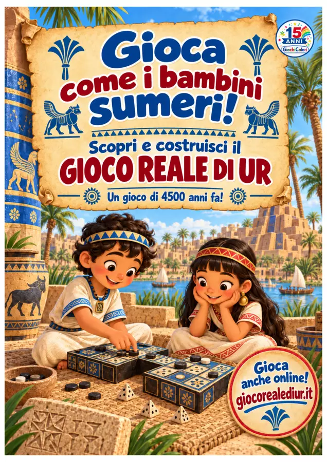 I Sumeri il Gioco Reale di Ur da costruire e giocare online Schede informative - I Sumeri il Gioco Reale di Ur da costruire e giocare online - Maestro Fabio Giochiecolori - Pagina di copertina