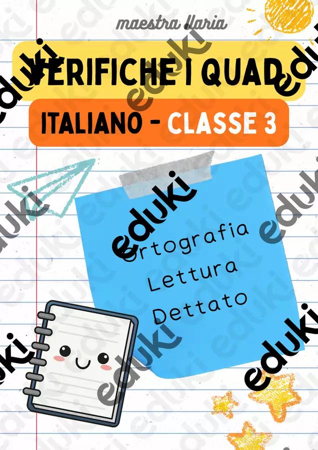 Verifica di fine I quadrimestre - Classe 3a Compiti in classe/Test - Verifica di fine I quadrimestre - Classe 3a - La maestra Ilaria - Pagina di copertina