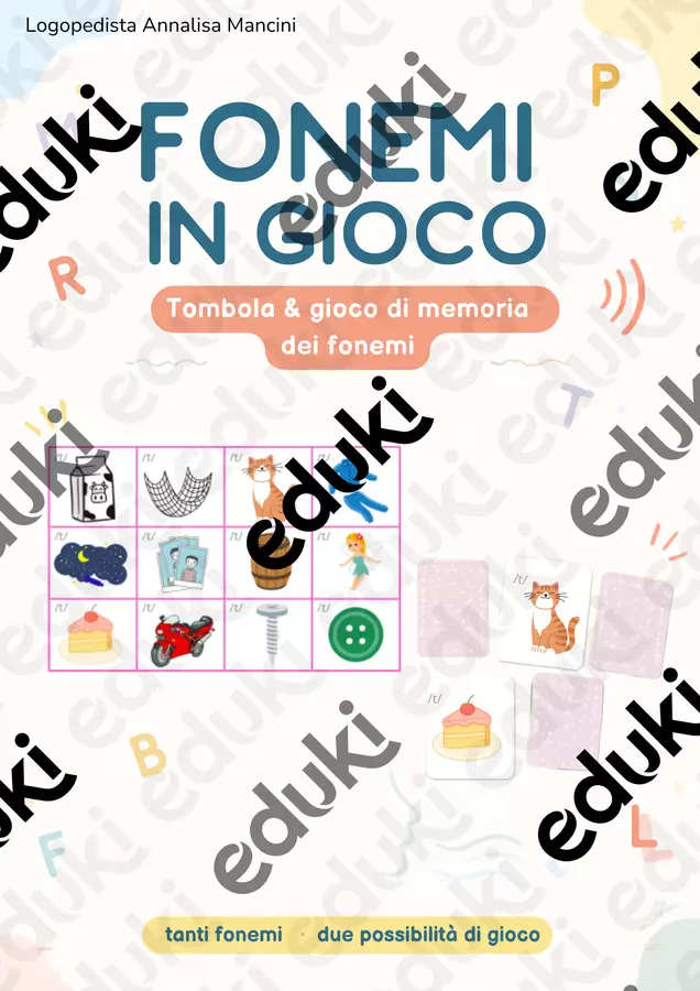 Tombola e gioco di memoria dei fonemi | Logopedia Giochi - Tombola e gioco di memoria dei fonemi | Logopedia - Logopedista Annalisa Mancini - Pagina di copertina
