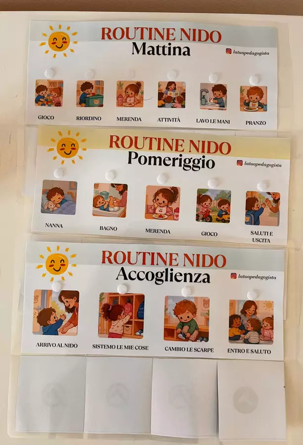 Routine Visive Nido 1-3 anni | Agenda Visiva della Giornata | 3 Schede Routine Bambini | Autonomia e Prevedibilità | PDF Stampabile Materiale di supporto/inclusione - Routine Visive Nido 1-3 anni | Agenda Visiva della Giornata | 3 Schede Routine Bambini | Autonomia e Prevedibilità | PDF Stampabile - Erika - La tua pedagogista - Pagina di copertina