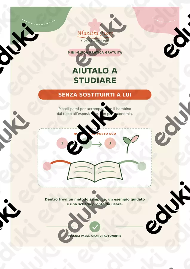 Aiutalo a studiare senza sostituirti a lui Maestra Fiore Programmi scolastici / Materiali per docenti - Aiutalo a studiare senza sostituirti a lui Maestra Fiore - Maestra Fiore - Fiorire con i DSA - Pagina di copertina