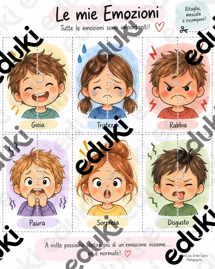 Le mie emozioni – Puzzle delle emozioni | Ritaglia, mescola e ricomponi | 3–6 anni Materiale di supporto/inclusione - Le mie emozioni – Puzzle delle emozioni | Ritaglia, mescola e ricomponi | 3–6 anni - Erika - La tua pedagogista - Pagina di copertina