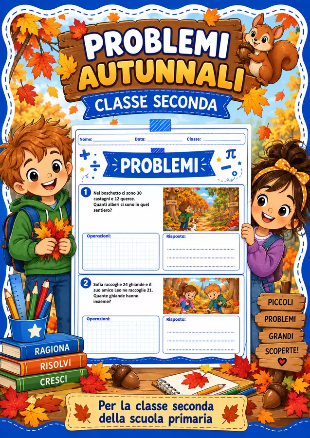 Problemi autunnali classe seconda Esercizi - Problemi autunnali classe seconda - STEM nello zaino - Pagina di copertina