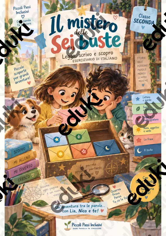 Il mistero delle sei buste: eserciziario di italiano per la classe seconda. Materiale di supporto/inclusione - Il mistero delle sei buste: eserciziario di italiano per la classe seconda. - Piccoli Passi Inclusivi - Pagina di copertina