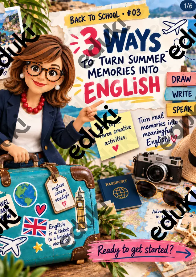 My Summer Snapshots: 3 Ways to Turn Memories into English Altro tipo di materiale - My Summer Snapshots: 3 Ways to Turn Memories into English - Inglese-senza-sbadigli - Pagina di copertina