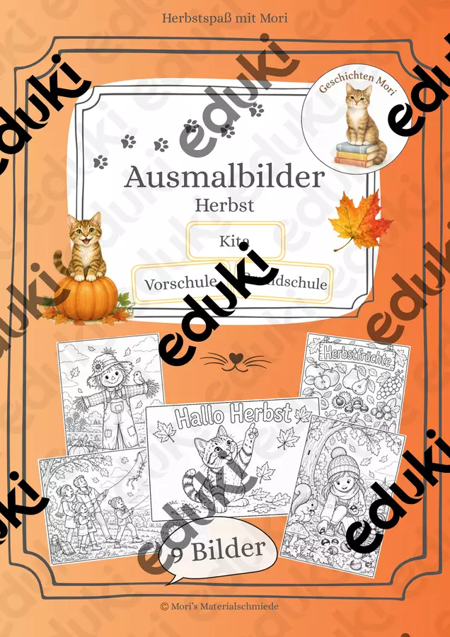 Ausmalbilder zum Herbst Mal- und Bastelvorlagen - Ausmalbilder zum Herbst - Mori‘s Materialschmiede - Deckblatt