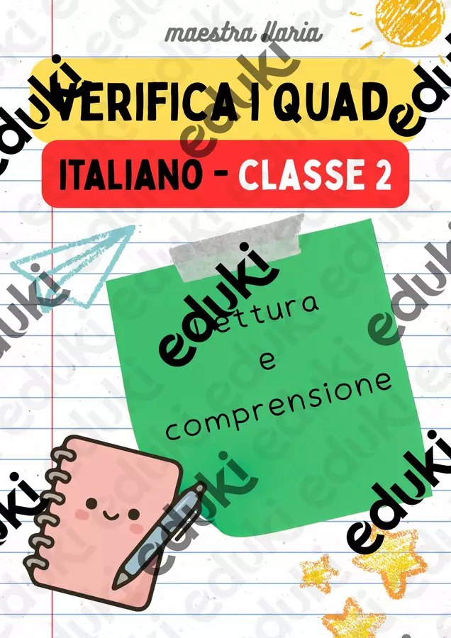 Verifica di Italiano - Classe 2a, I quadrimestre Esercizi - Verifica di Italiano - Classe 2a, I quadrimestre - La maestra Ilaria - Pagina di copertina