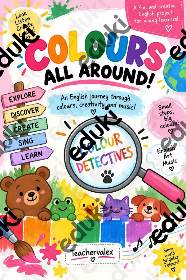COLOURS ALL AROUND! CLASSE PRIMA Flashcard - COLOURS ALL AROUND! CLASSE PRIMA - Teachervalex - Pagina di copertina