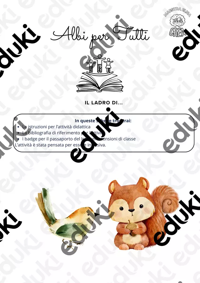 Albi per tutti - Badge: Il ladro di... Materiale di supporto/inclusione - Albi per tutti - Badge: Il ladro di... - Elisa Occhetti - Pagina di copertina