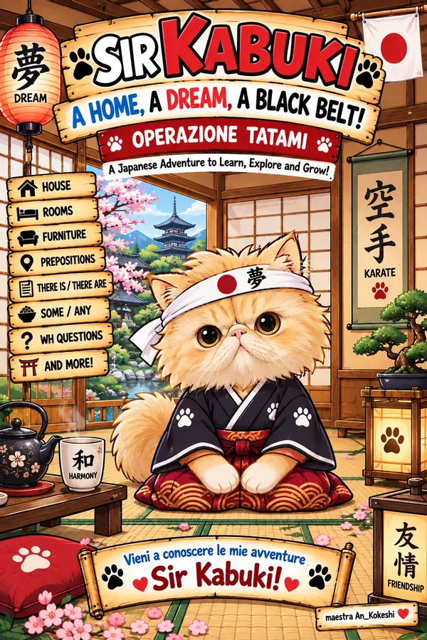 Storytelling Sir Kabuki: a home, a dream, a black belt Esercizi - Storytelling Sir Kabuki: a home, a dream, a black belt - Maestra An_ Kokeshi - Pagina di copertina