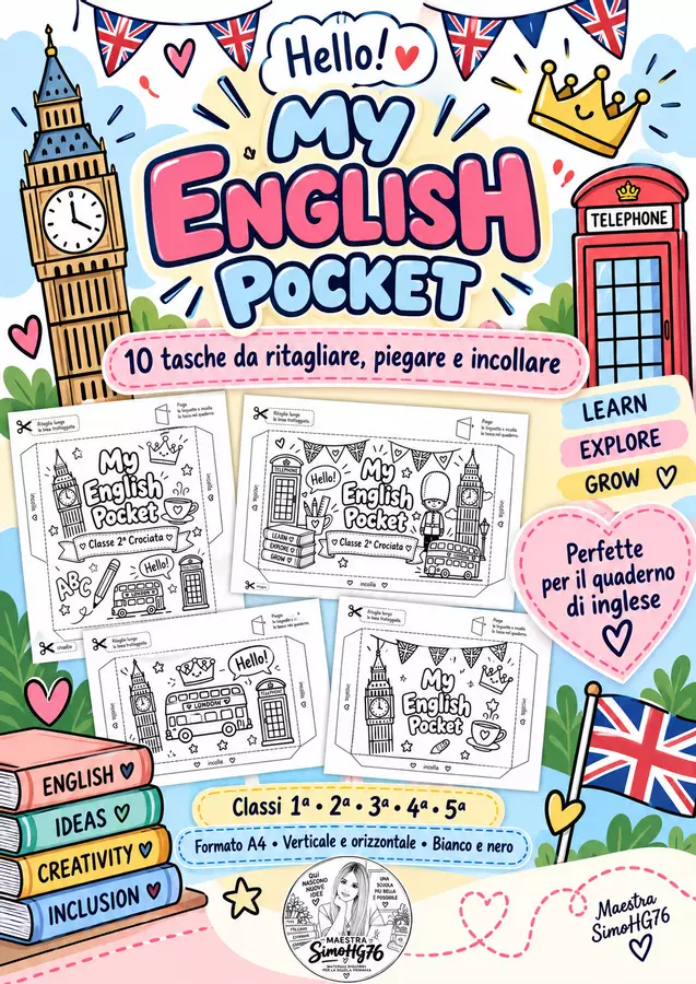 MY ENGLISH POCKET | Tasche per quaderno 1ª-5ª Altro tipo di materiale - MY ENGLISH POCKET | Tasche per quaderno 1ª-5ª - Maestra SimoHG76 - Pagina di copertina