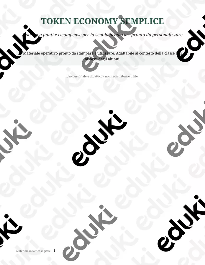 Token economy semplice Altro tipo di materiale - Token economy semplice - Il maestro Simone - Pagina di copertina