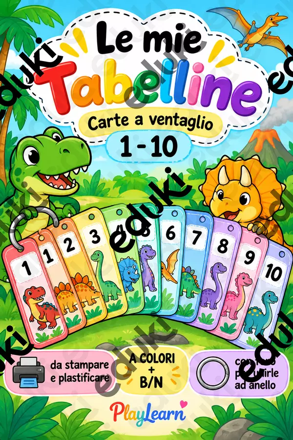 Le mie Tabelline | Carte a ventaglio 1-10 Flashcard - Le mie Tabelline | Carte a ventaglio 1-10 - PlayLearn - Pagina di copertina