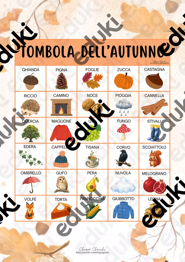 TOMBOLA DELL’AUTUNNO Materiale di supporto/inclusione - TOMBOLA DELL’AUTUNNO - educativamente_chiara - Pagina di copertina