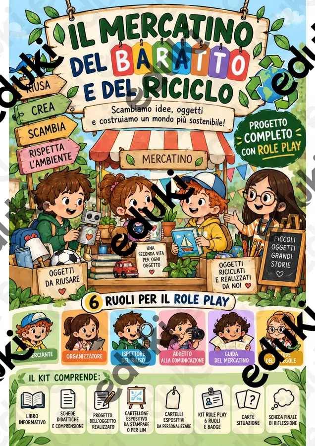 Il Mercatino del Baratto e del Riciclo – Progetto didattico con Role Play Riuso, Riciclo ed Educazione Ambientale Altro tipo di materiale - Il Mercatino del Baratto e del Riciclo – Progetto didattico con Role Play Riuso, Riciclo ed Educazione Ambientale - Edugiocando - Pagina di copertina