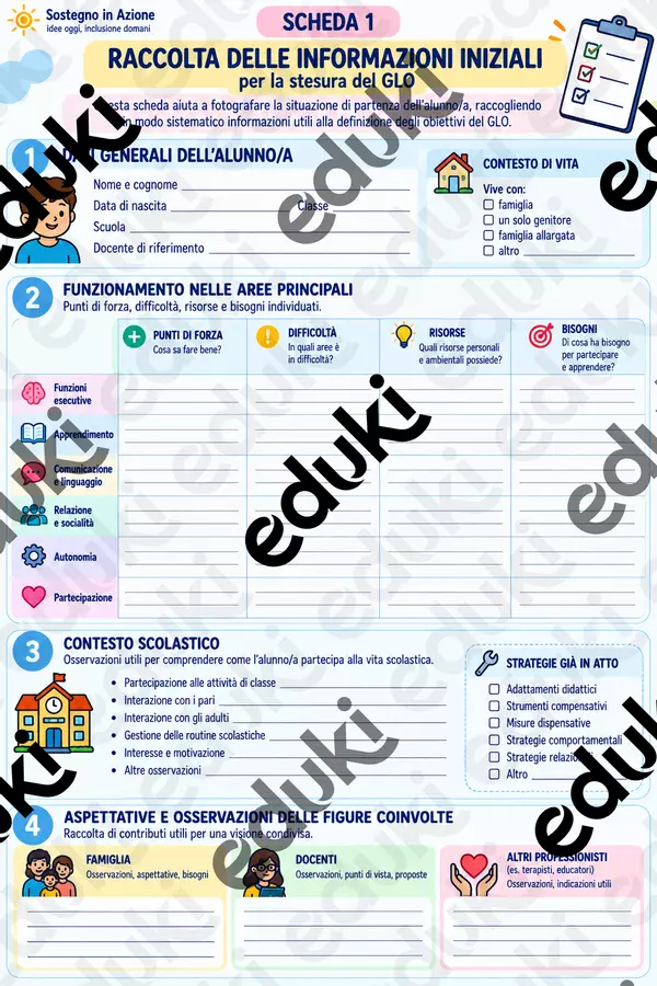 Schede GLO Materiale di supporto/inclusione - Schede GLO - Sostegno in Azione - Pagina di copertina