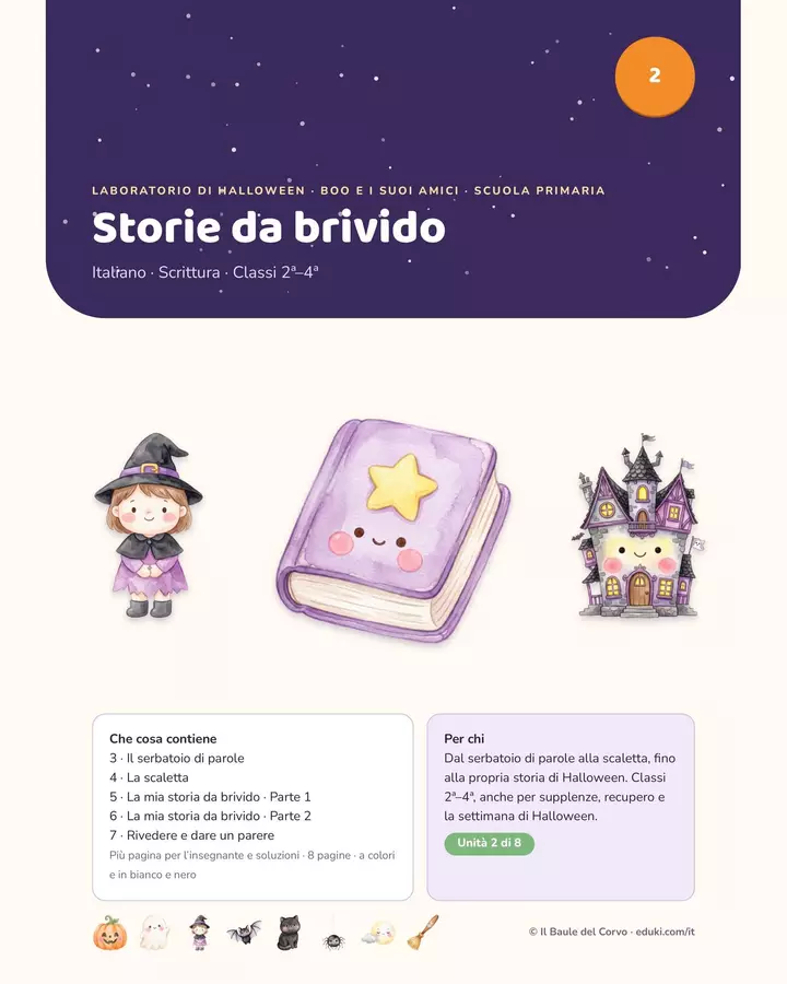 Halloween scrittura: storie da brivido Esercizi - Halloween scrittura: storie da brivido - Il Baule del Corvo - Pagina di copertina