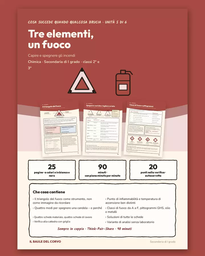 Tre elementi, un fuoco – il triangolo del fuoco Esperimenti - Tre elementi, un fuoco – il triangolo del fuoco - Il Baule del Corvo - Pagina di copertina