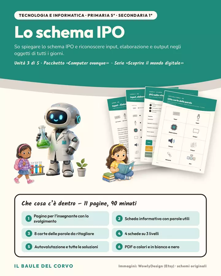 Schema IPO: input, elaborazione, output Esercizi - Schema IPO: input, elaborazione, output - Il Baule del Corvo - Pagina di copertina