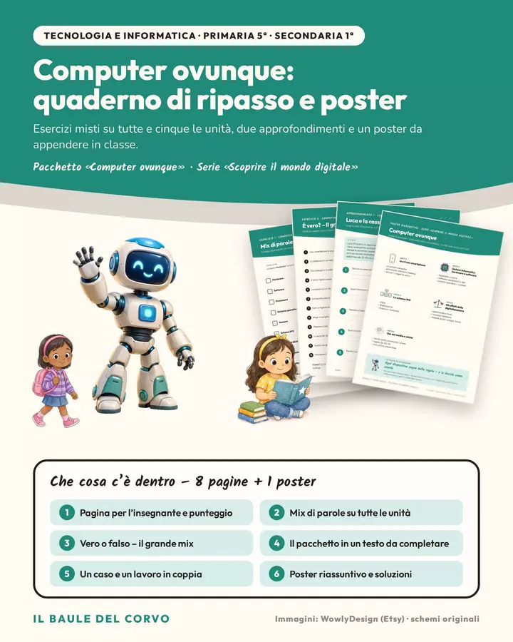 Quaderno di ripasso e poster: computer ovunque Esercizi - Quaderno di ripasso e poster: computer ovunque - Il Baule del Corvo - Pagina di copertina