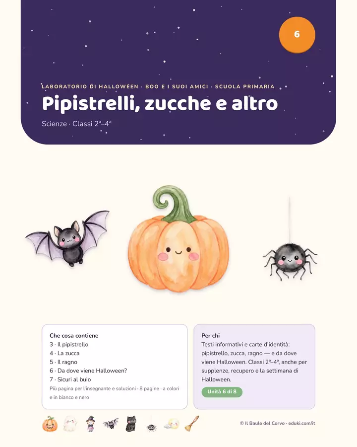 Halloween scienze: pipistrelli, zucche e ragni Esercizi - Halloween scienze: pipistrelli, zucche e ragni - Il Baule del Corvo - Pagina di copertina