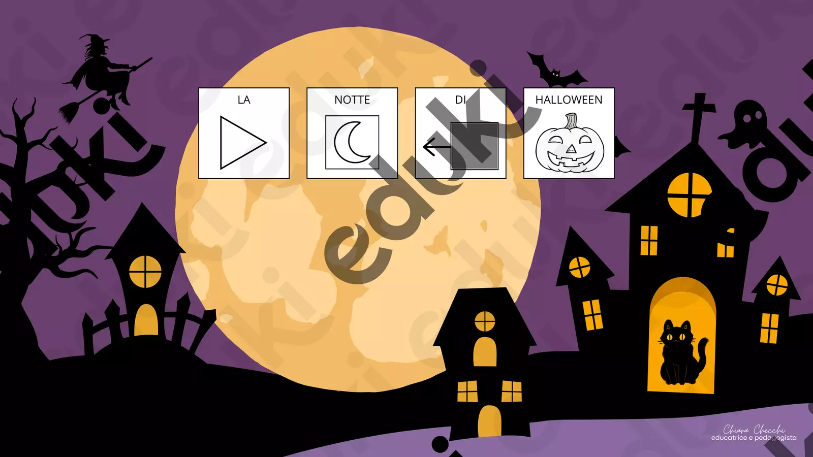 LA NOTTE DI HALLOWEEN - storia in CAA Materiale di supporto/inclusione - LA NOTTE DI HALLOWEEN - storia in CAA - educativamente_chiara - Pagina di copertina