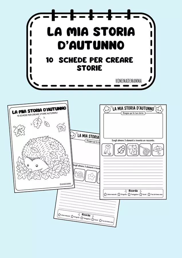 STORIE D' AUTUNNO: 10 schede per creare storie Esercizi - STORIE D' AUTUNNO: 10 schede per creare storie - homemademamma - Pagina di copertina