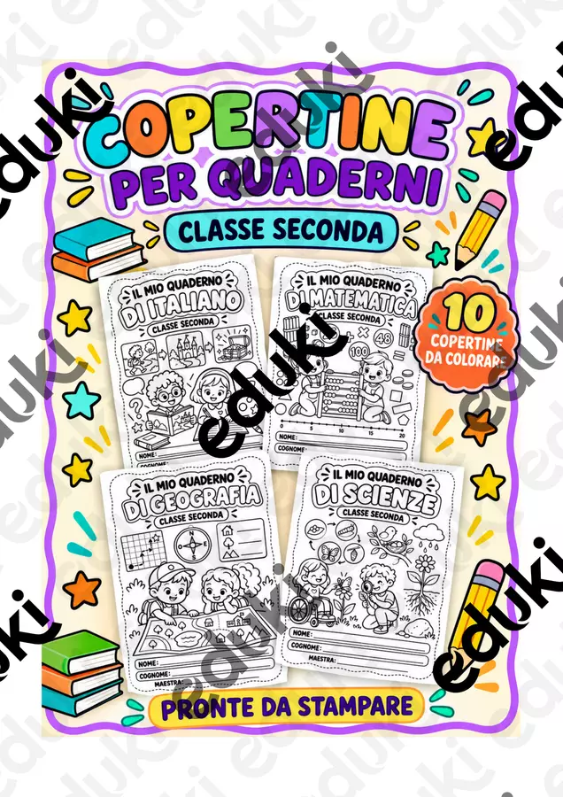 Copertine_quaderni_classe_seconda_completo Etichette / Segnalibri - Copertine_quaderni_classe_seconda_completo - Maestra Katty - Pagina di copertina