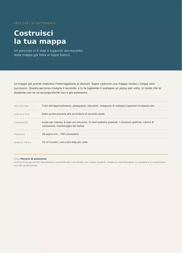 Costruisci la tua mappa: percorso in 8 step Materiale di supporto/inclusione - Costruisci la tua mappa: percorso in 8 step - Apprendifacile - Pagina di copertina