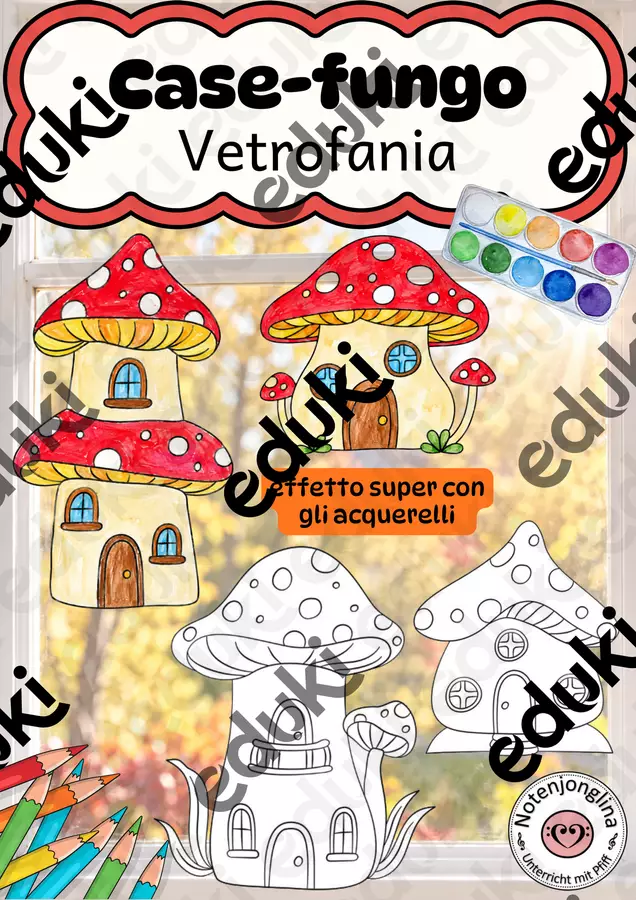 Casette dei funghi – decorazioni per finestre d'autunno Materiale per pittura e bricolage - Casette dei funghi – decorazioni per finestre d'autunno - Notenjonglina - Pagina di copertina
