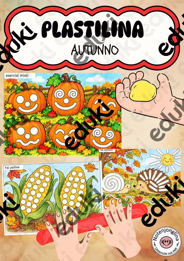 Tappetini per plastilina d'autunno – lavoro libero e motricità fine Materiale di supporto/inclusione - Tappetini per plastilina d'autunno – lavoro libero e motricità fine - Notenjonglina - Pagina di copertina