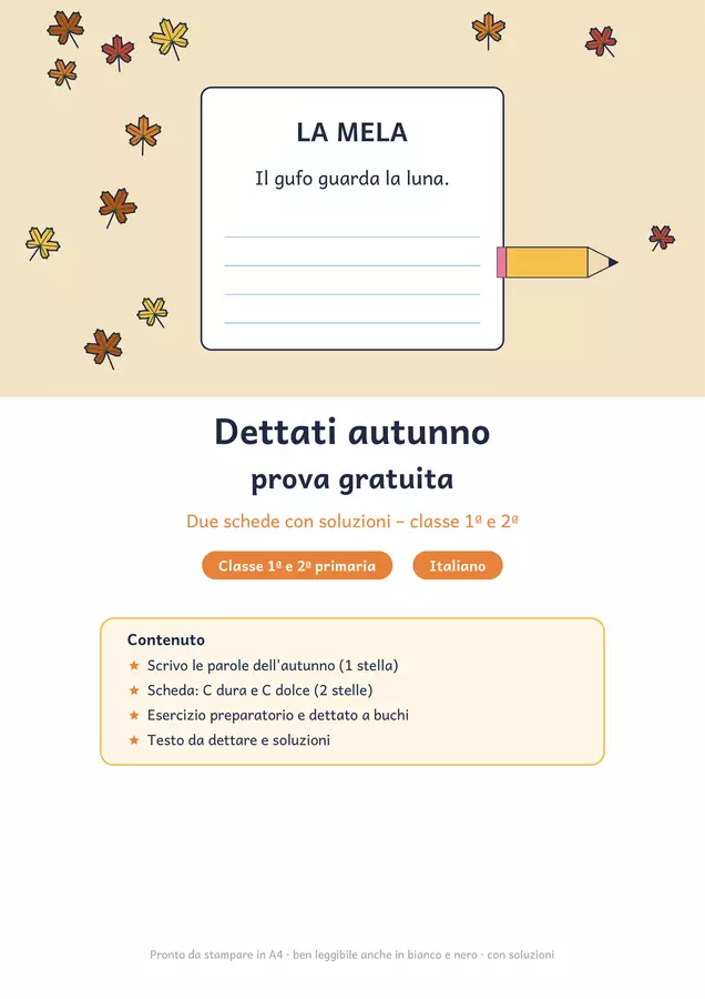 Dettati autunno gratis: classe prima e seconda Esercizi - Dettati autunno gratis: classe prima e seconda - Chiaro e Corretto - Pagina di copertina