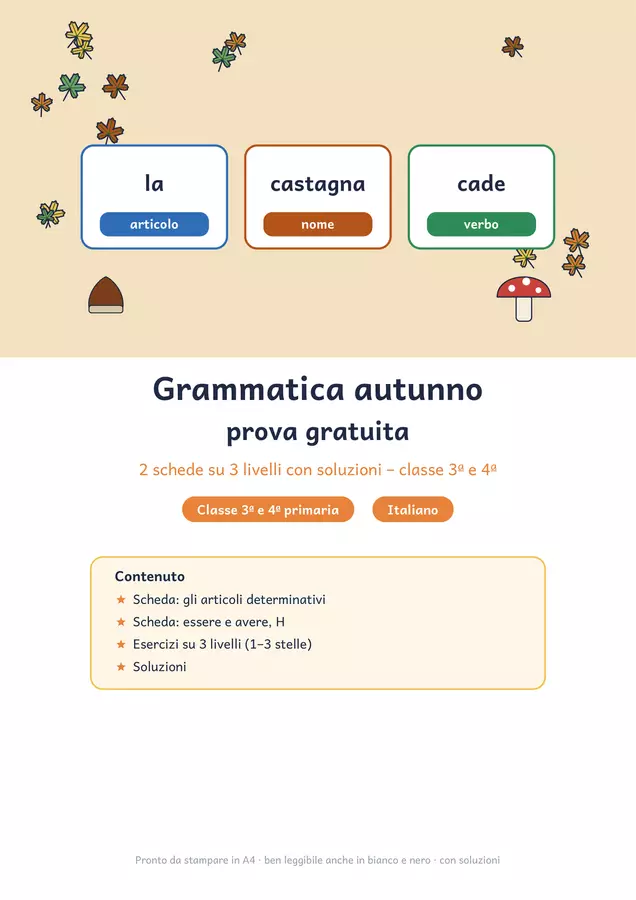 Grammatica autunno classe terza e quarta gratis Esercizi - Grammatica autunno classe terza e quarta gratis - Chiaro e Corretto - Pagina di copertina