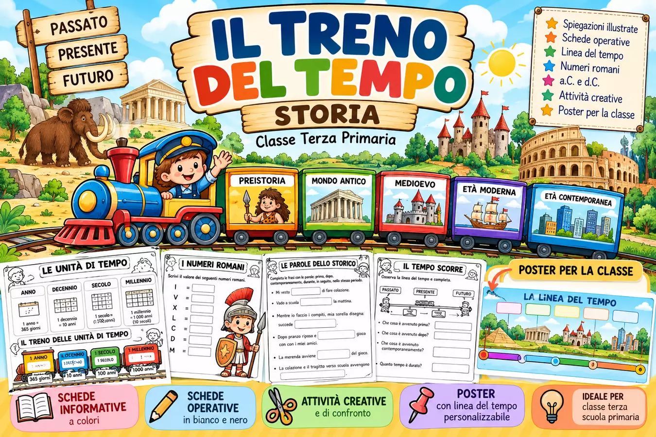 Il Treno del Tempo – Kit di Storia Classe Terza primaria Esercizi - Il Treno del Tempo – Kit di Storia Classe Terza primaria - Edugiocando - Pagina di copertina