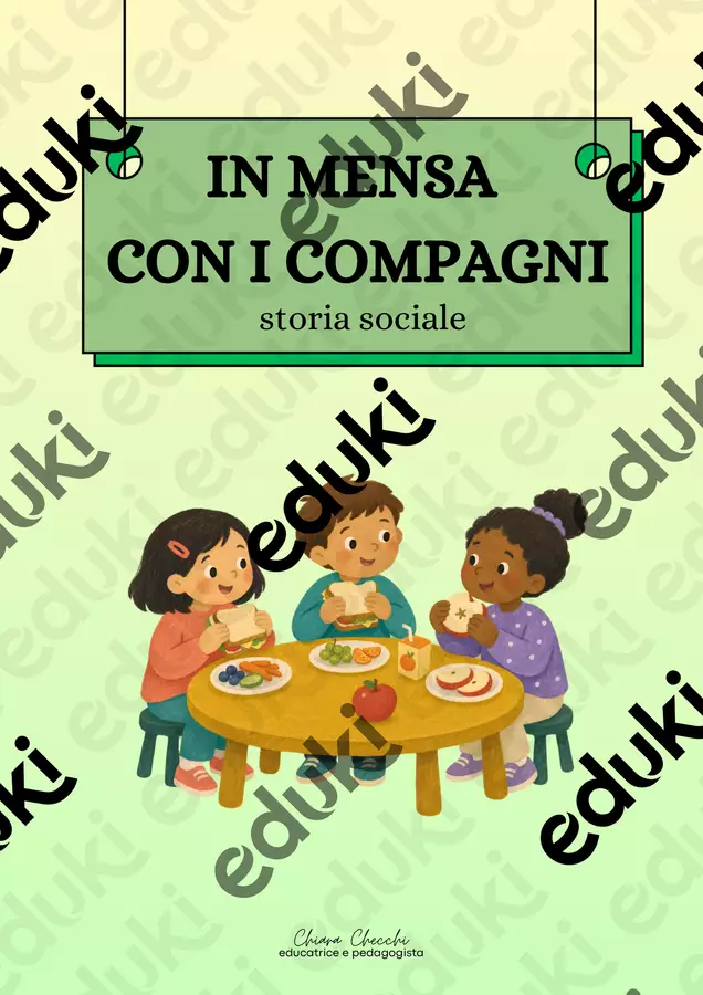 IN MENSA CON I COMPAGNI - storia sociale Materiale di supporto/inclusione - IN MENSA CON I COMPAGNI - storia sociale - Educativamente Chiara - Pagina di copertina