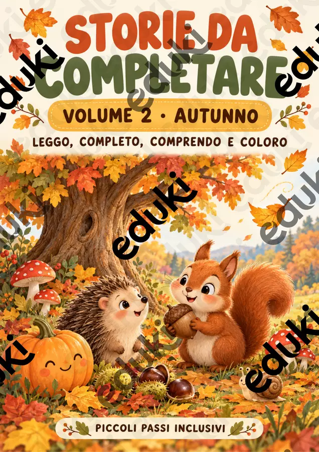 🍂 STORIE DA COMPLETARE – VOLUME 2 · AUTUNNO. Collana Comprensione del Testo Materiale di supporto/inclusione - 🍂 STORIE DA COMPLETARE – VOLUME 2 · AUTUNNO. Collana Comprensione del Testo - Piccoli Passi Inclusivi - Pagina di copertina