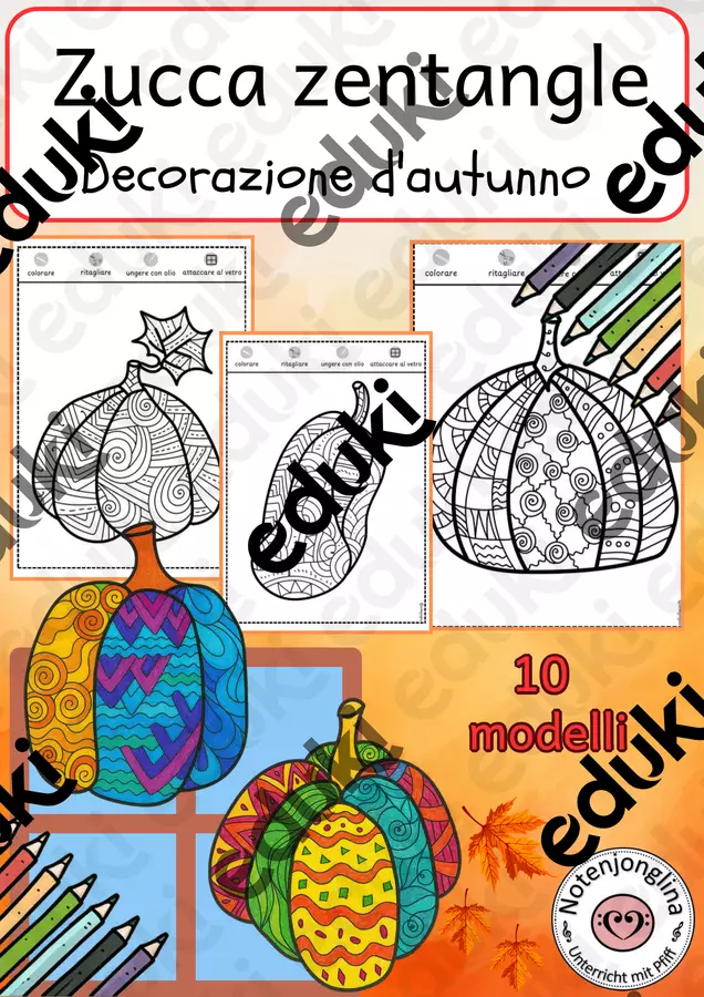 Zucche zentangle – decorazione d'autunno per finestre Materiale per pittura e bricolage - Zucche zentangle – decorazione d'autunno per finestre - Notenjonglina - Pagina di copertina