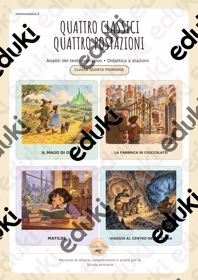 I CLASSICI. DIDATTICA A STAZIONI CLASSE V Programmi scolastici / Materiali per docenti - I CLASSICI. DIDATTICA A STAZIONI CLASSE V - Maestra Mony - Pagina di copertina