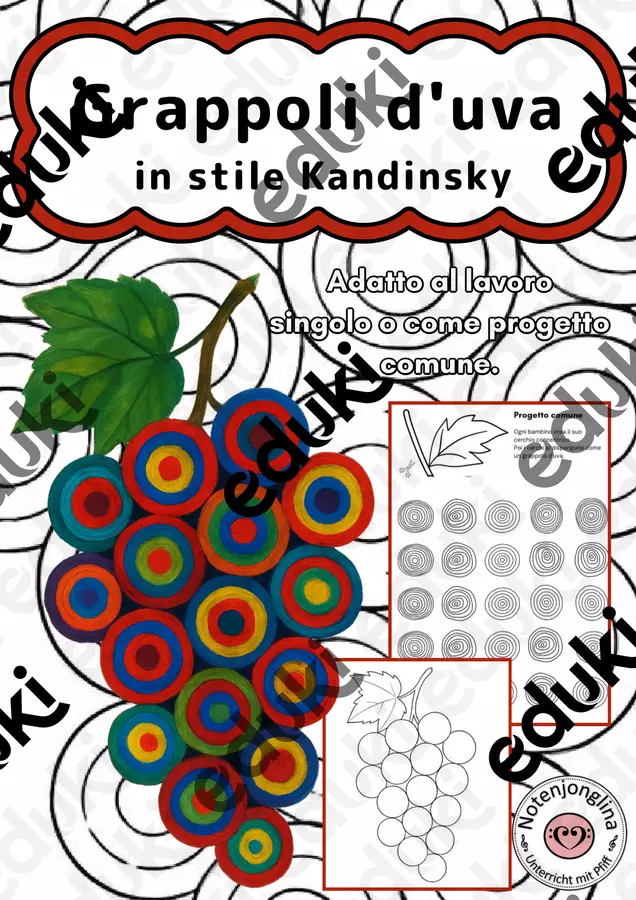 Grappoli d'uva alla Kandinsky – progetto d'arte d'autunno anche di gruppo Materiale per pittura e bricolage - Grappoli d'uva alla Kandinsky – progetto d'arte d'autunno anche di gruppo - Notenjonglina - Pagina di copertina